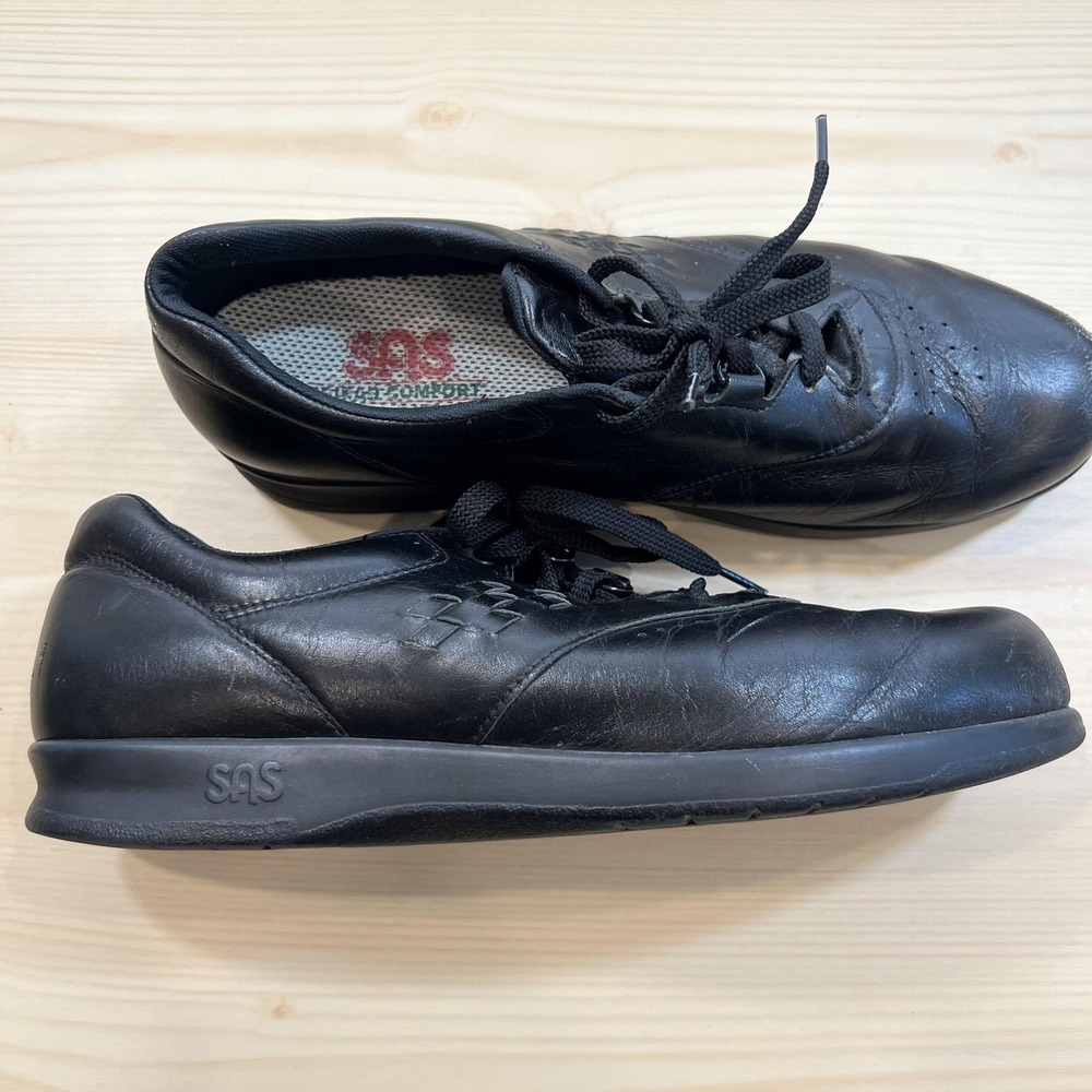 SAS Free Time Shoe Womens Size 11s Black Leather Lace Up‎ Walking Tripad Comfort